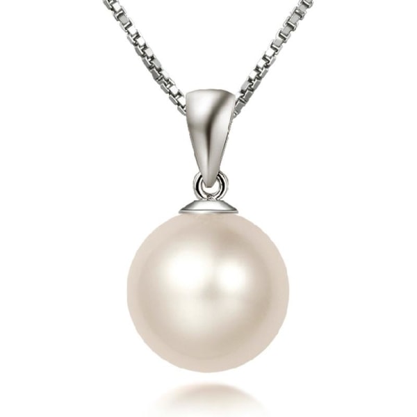 Silverfärgat halsband med imitations pärla