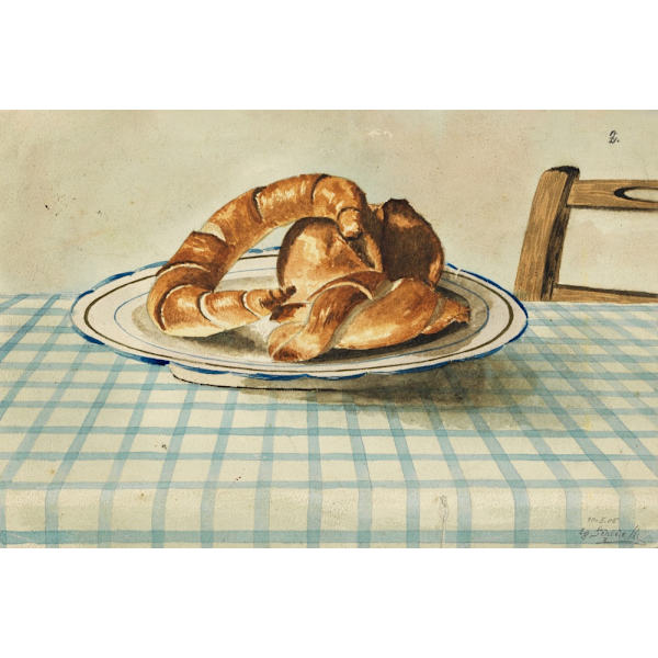 Still Life With Pastry Plate MultiColor 50x70 cm