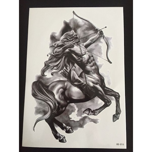 Midlertidig tatovering 21 x 15 cm – kentaur