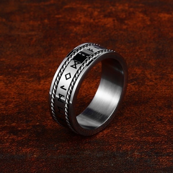 Ring - Nordic Mythology - Runes with twisted threads #13