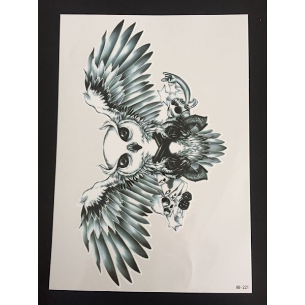 Midlertidig tatovering 21 x 15 cm – ugle