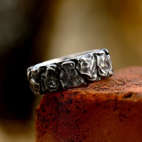 Ring with Stone Pattern and Runes – size 10 #10