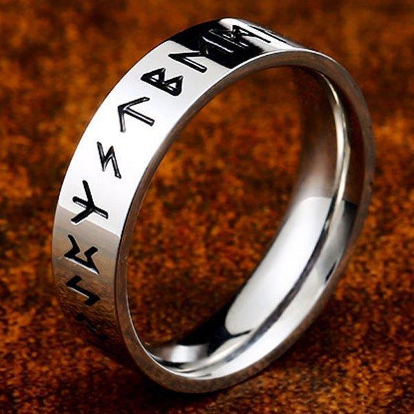 Ring - Nordic Mythology - Runes - Stainless steel - High quality #12