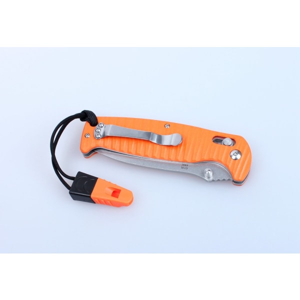 GANZO G7412 Plus Orange stentvättad m viselpipa - kniv fällkniv orange mönstrat handtag