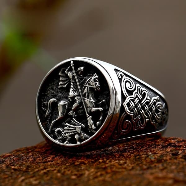 Signet ring with Sigurd and the dragon – size 9 #9