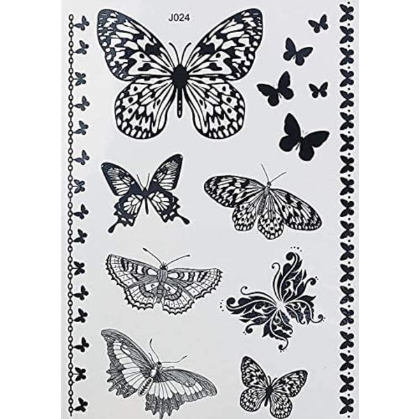 Midlertidig tatovering 21 x 15cm - hvit tatovering armbånd sommerfugl