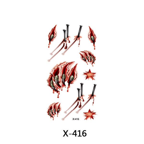 Tillfällig Tatuering 10x5cm - Halloween special! Spikar stjärnor