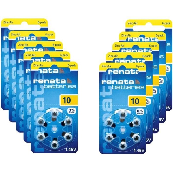 60 Renata-batterier HÖRSELBATTERIER ZA10 GUL