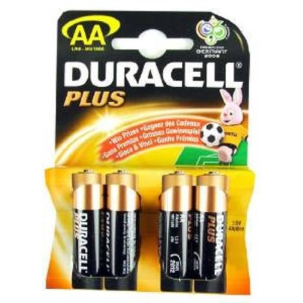 DURACELL PLUS batteri Paket med 4 AA-batterier.