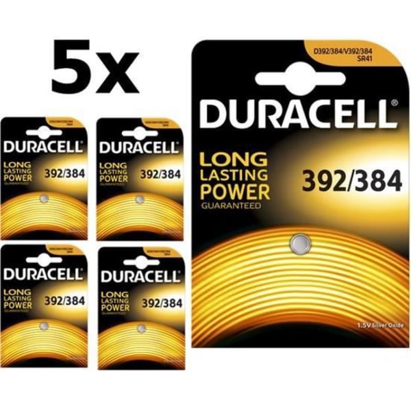 5 st - Duracell 392-384 - G3 - SR41W 1,5V 41mAh knappbatteri