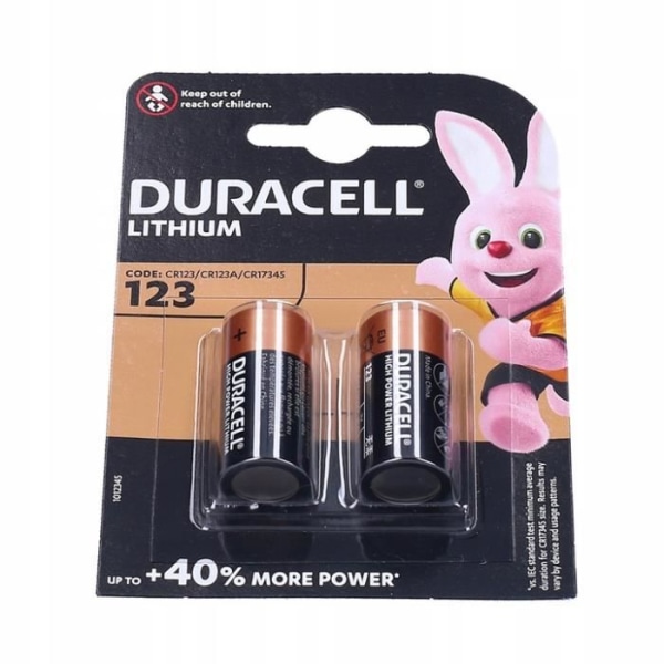 2x DURACELL EL123 batterier DURACELL CR123 DL123 CR123A 123 CR17345