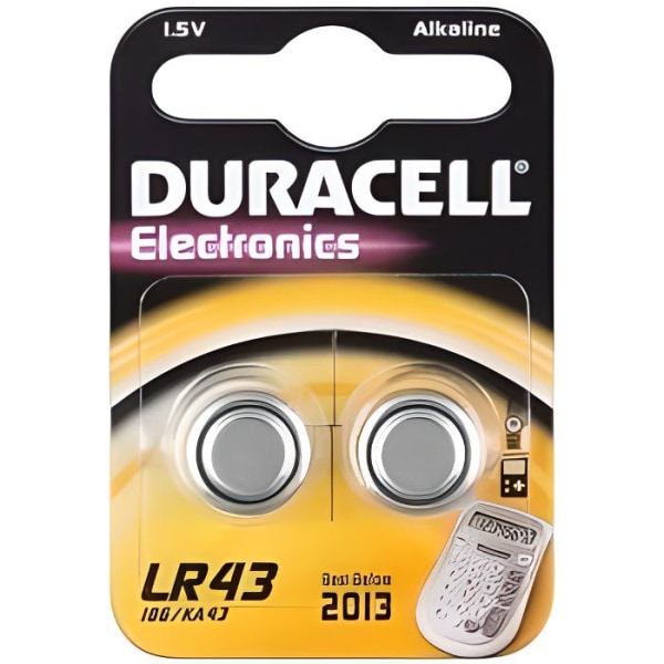 Duracell alkaliska knappbatterier 2x LR43