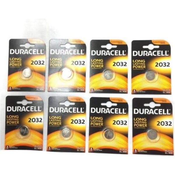 Paket om 8 Duracell CR2032-DL2032 Batterier 3V Litiumbatteri MINIPRIS !!!