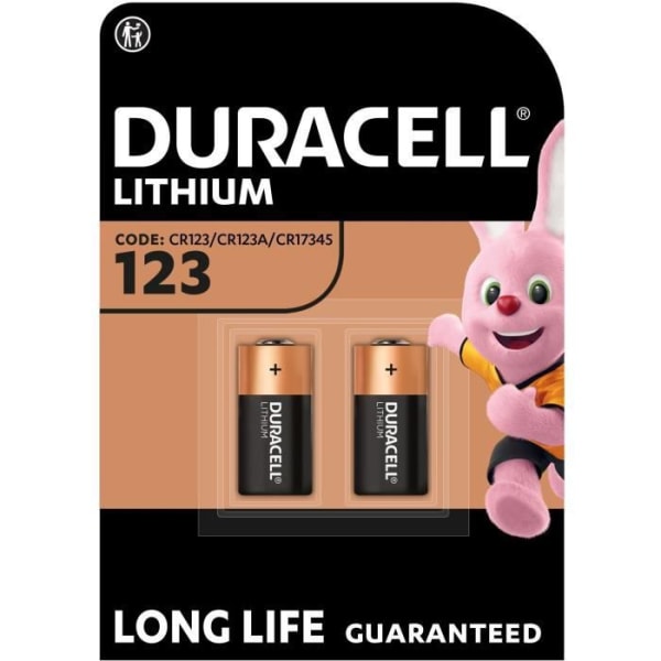 Duracell 123 3V power litiumbatterier, 2-pack (CR123 / CR123A / CR17345)