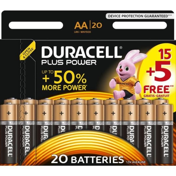 DURACELL Batterier AA power plus 15 + 5 gratis
