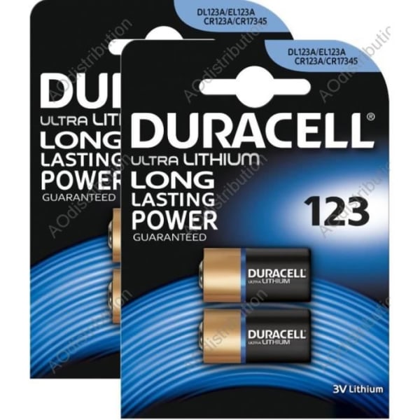 4x 123 Duracell 3V Ultra Lithium-batteri - DL123A/EL123A/CR123A/CR17345 Blister
