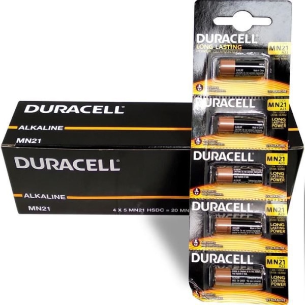 Duracell MN21 12V speciella alkaliska batterier i låda med 4 remsor med 5 batterier
