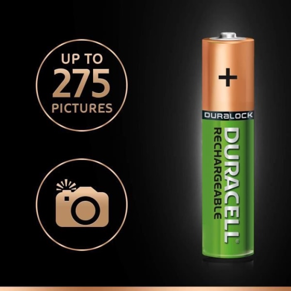 Duracell Recharge Ultra Rechargeable Batterier Typ AAA 900 mAh, paket med 4 batterier