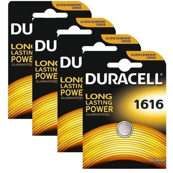 4 x Duracell CR1616 3V litium myntcellsbatteri DL1616 1616 BR1616 ECR1616