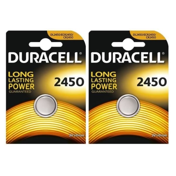 2 x Duracell CR2450 3V Lithium Battery Pack 2450 DL2450 K2450L