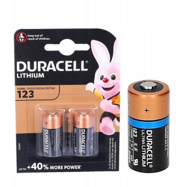 2x DURACELL EL123 batterier DURACELL CR123 DL123 CR123A 123 CR17345
