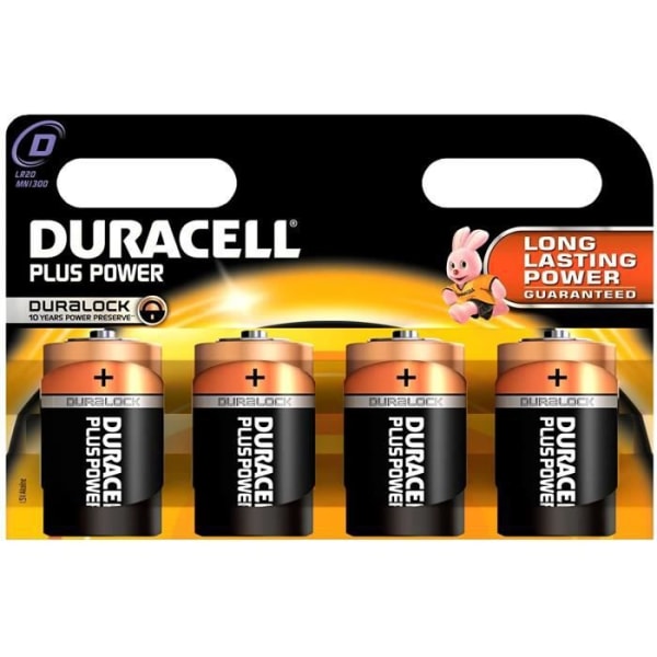 DURACELL Plus Power MN1300 Mono D LR20 A307 batteripaket med 4