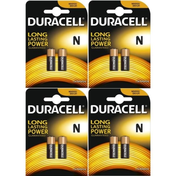 DURACELL Alkaline Batterier 8 PACK ALKALINE BATTERIES LR1 MN9100 N KLOCKA TYP E90 910A 1,5 V 2656