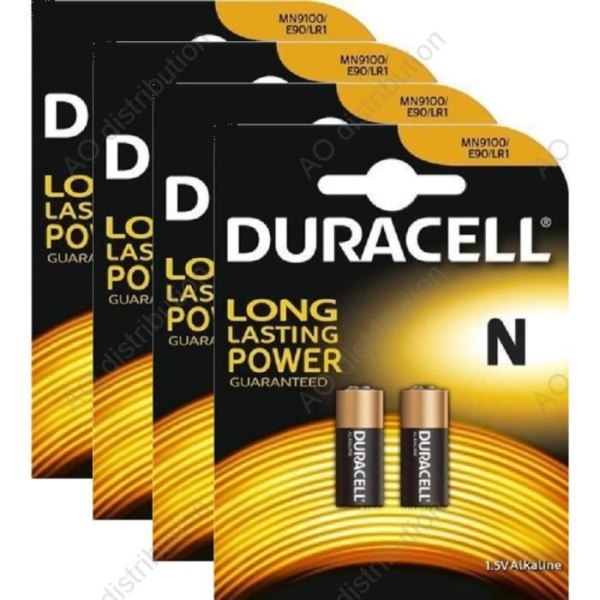 8 X DURACELL N / MN9100 / LR1 / E90 alkaliska 1,5V batterier (i blisterförpackning)