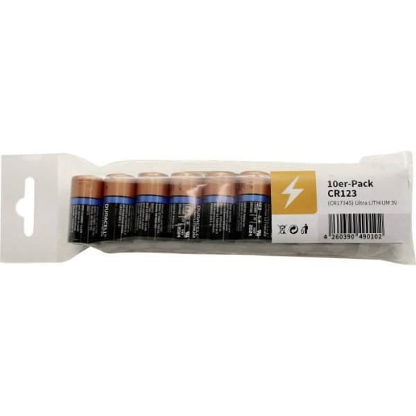 Duracell CR123 1400mAh Duralock litiumbatteripaket med 10