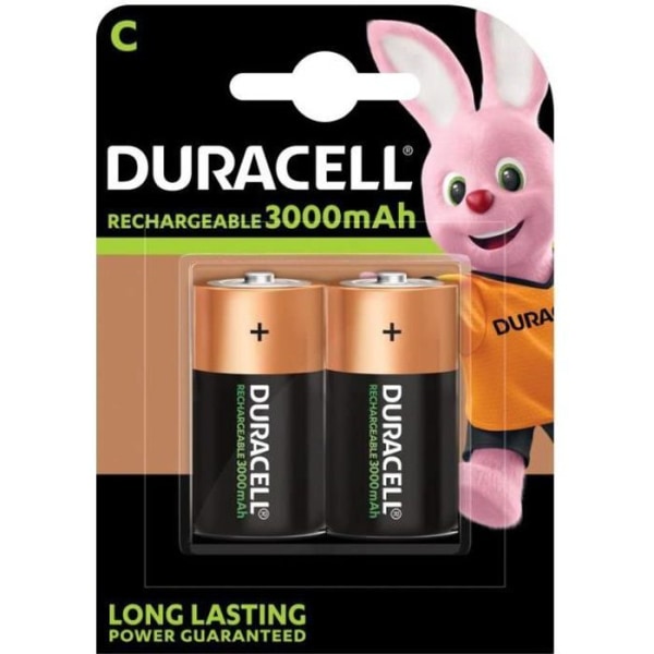 Duracell Pack med 2 Ultra Recharge Batterier Typ C Uppladdningsbara batterier 3000 mAh