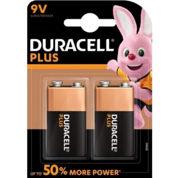 Duracell Plus Power Alkaline Batterier Typ 9v, paket med 2