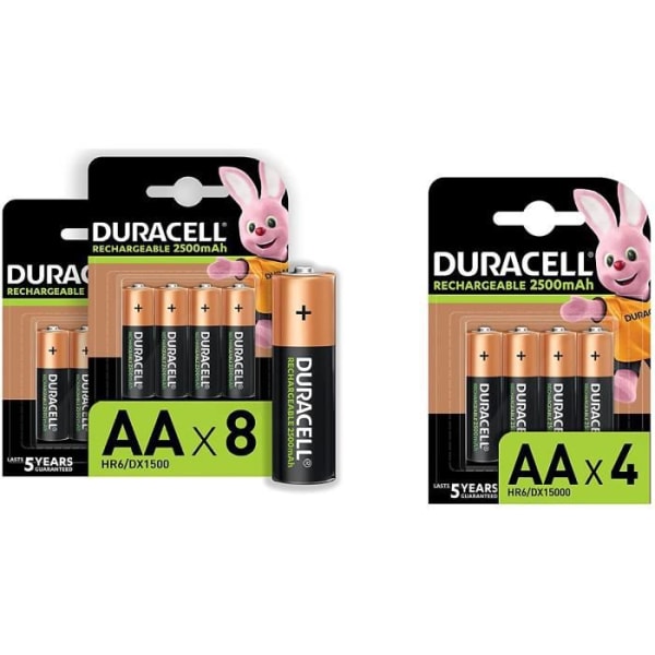 Duracell 2500mAh [12-pack] HR6 AA uppladdningsbara batterier, bäst för Xbox One trådlös handkontroll - Xbox Series A153