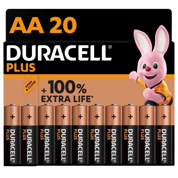 Duracell Plus AA alkaliska batterier, 1,5V LR6 MN1500, 20 st