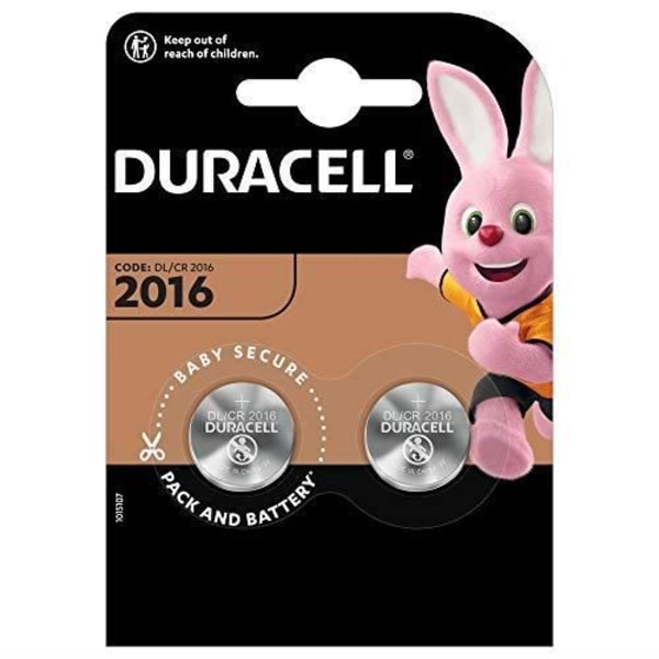 Duracell Special 2016 3V litium myntcellsbatteri, 2-pack (DL2016-CR2016), designat för användning i nyckelbrickor, vågar