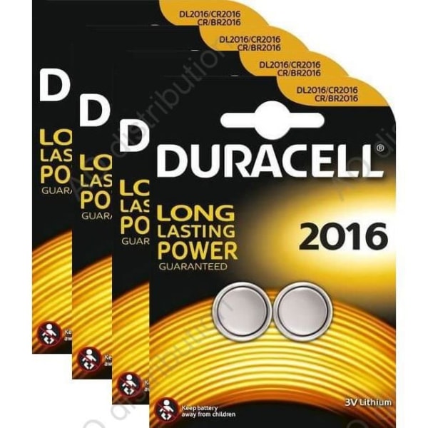 8 CR2016 DURACELL 3V litiumknappsbatterier