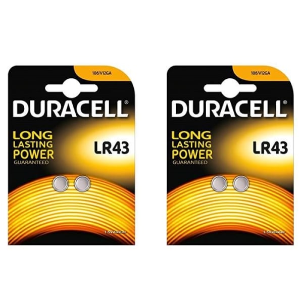 Duracell 186 AG12 LR43 L1142 1,5v Blister Alkaline-batteri, 4-pack