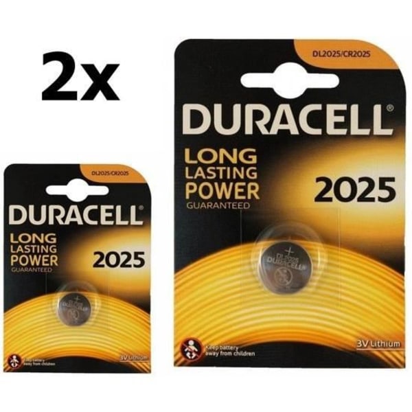 2 st - Duracell CR2025 3V litiumknappsbatteri