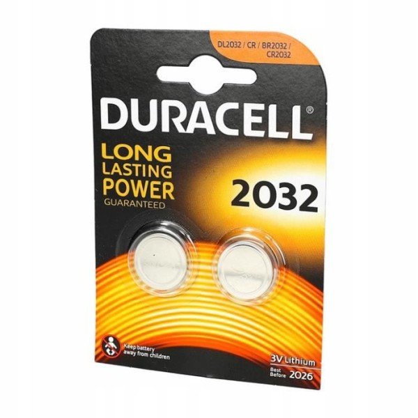 2 DURACELL CR2032 batterier