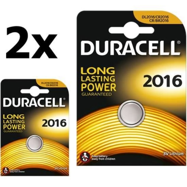 2 delar - Duracell CR2016 Professional Electronics 3V 90mAh litiumknappcellsbatteri