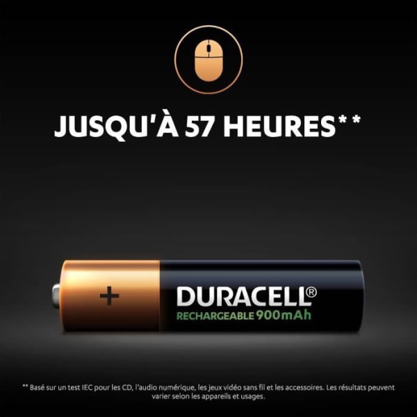 DURACELL uppladdningsbart ultrauppladdningsbart batteri typ LR03 / AAA 900 mAh Paket med 4