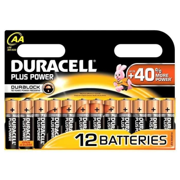 Duracell - Alkaliskt batteri - Duralock AA x 12 Plus Power (LR6)