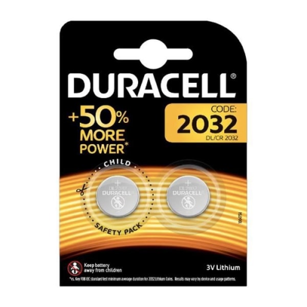 Paket med 2 Duracell CR2032 knappcellsbatterier