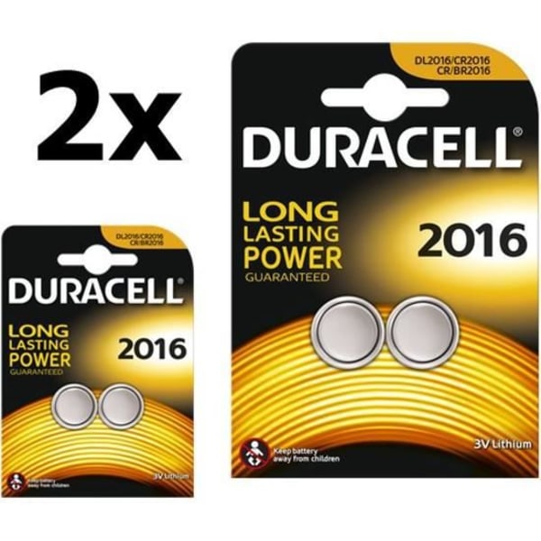4-st förpackning (2-pack a 2st) - 3V 90mAh Lithium Duracell CR2016 Professionell elektronik myntcellsbatteri