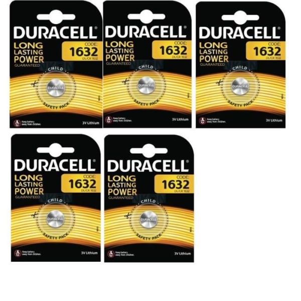 Duracell 5 CR1632 litium 3 volt batterier