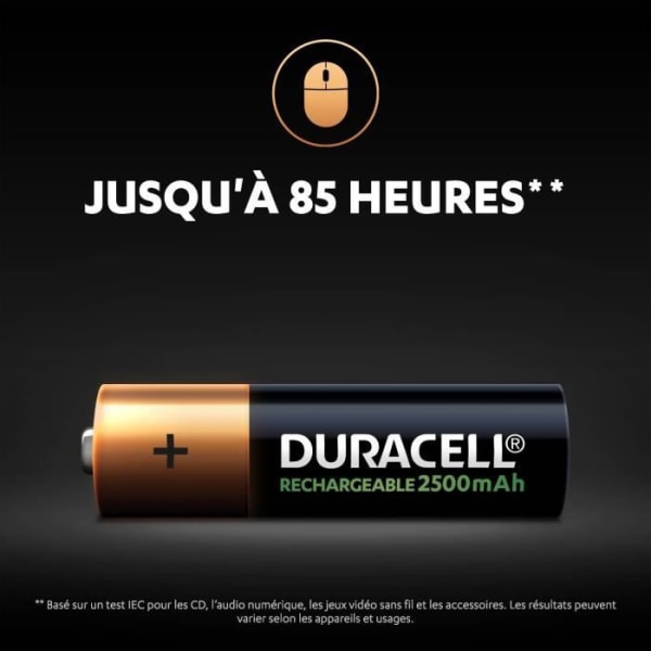 Duracell 2500mAh AA uppladdningsbara batterier, 4-pack