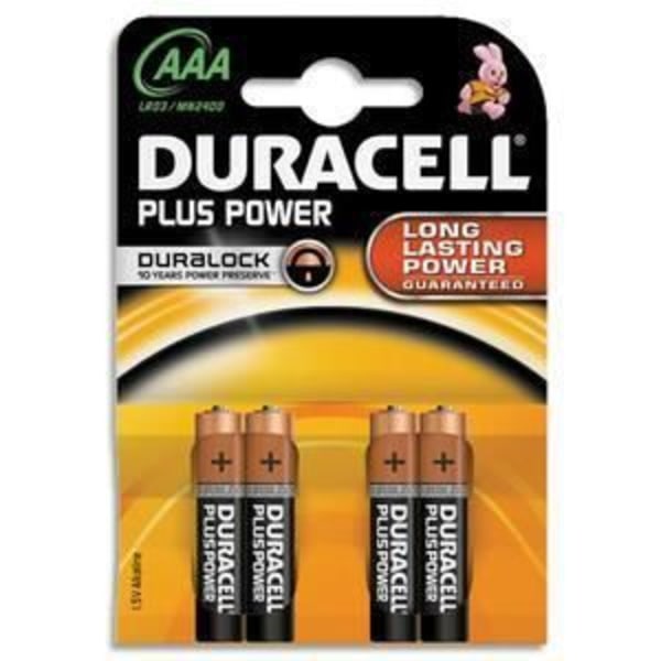 DURACELL 4 alkaliska batterier 1,5V AAA LR03 Plus P…
