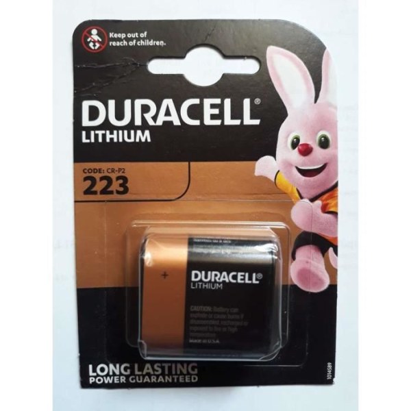 1 Batteri 223 / CR-P2 Duracell Lithium 6V