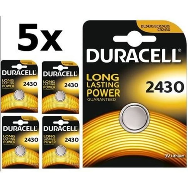 5 x Duracell CR2430 3v litium knappcellsbatterier