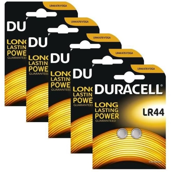 10 x Duracell LR44 1,5V alkaliska knappcellsbatterier LR44 A76 AG13 357 SR44