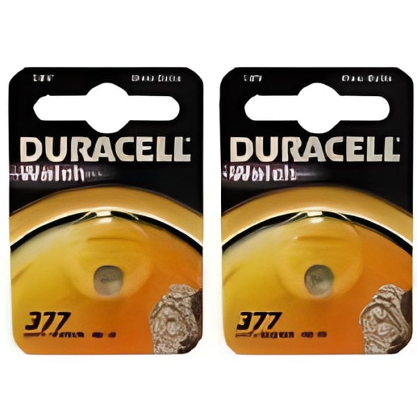 2 Duracell 377 batterier - SR626sw Silver Oxide batteri